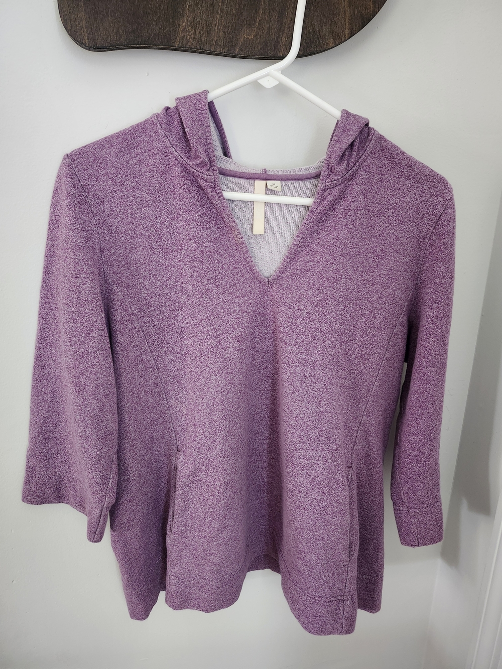 J. Jill Lavender V-Neck Hooded Knit Sweater